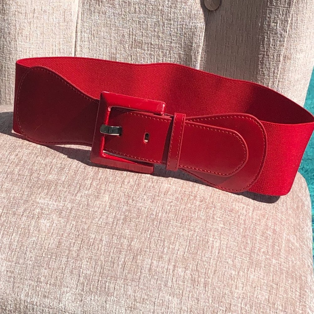 Bright red stretch belt